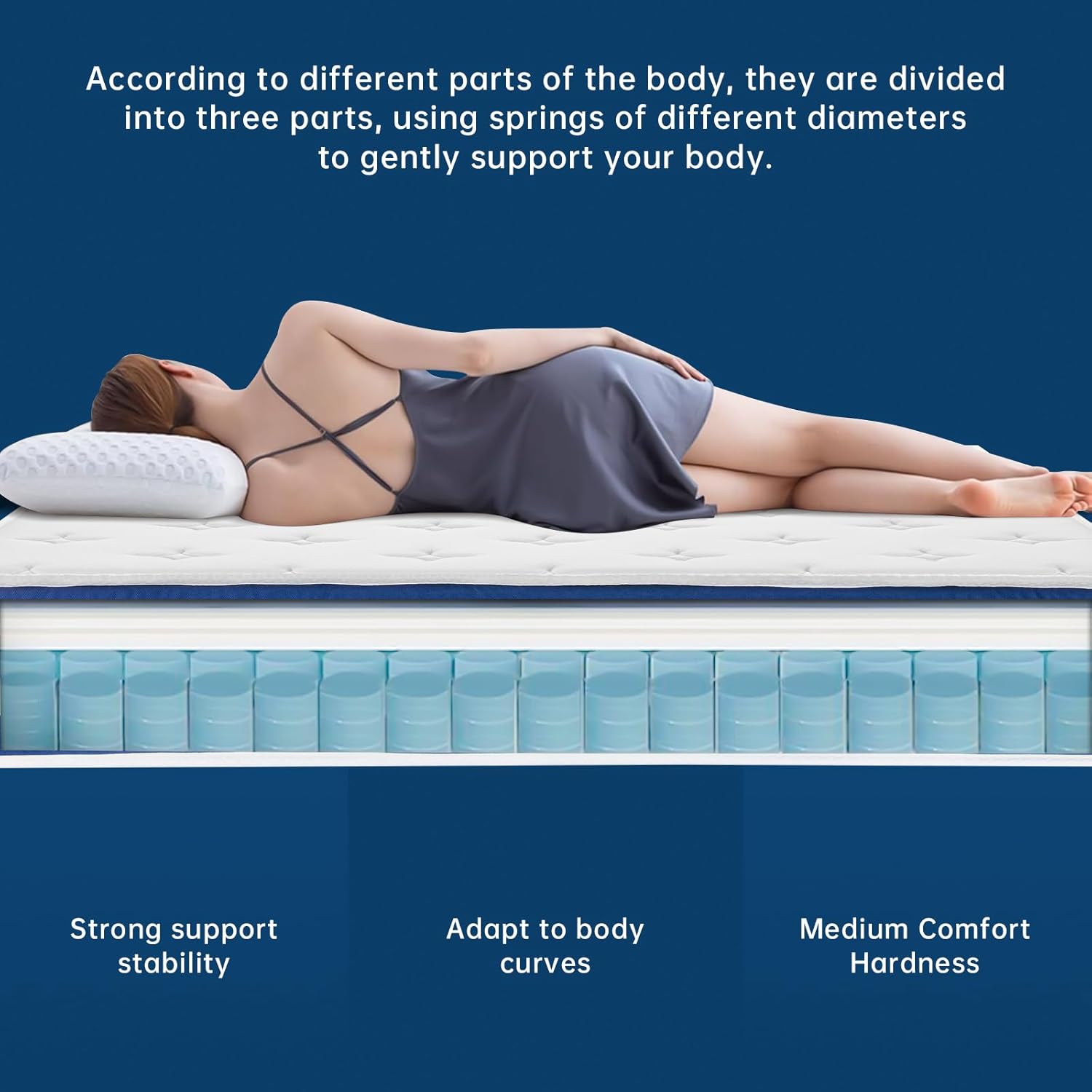 GJQ Queen Size Mattress,10 Inch Memory Foam Hybrid Mattress in a Box with Pocket Springs,Medium Firm Queen Bed Mattresses for Pressure Relief,CertiPUR-US