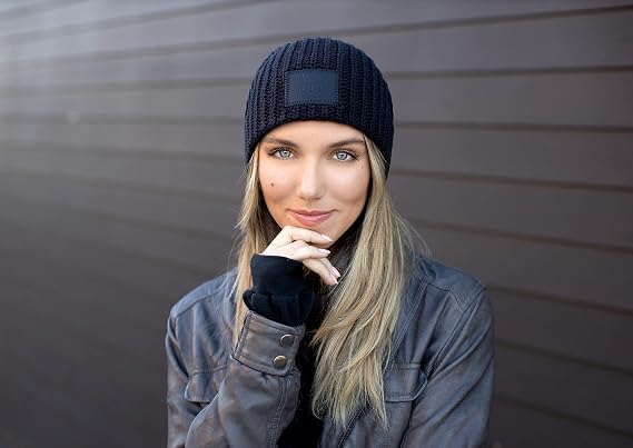 Black Leather Beanie, Winter Hats 