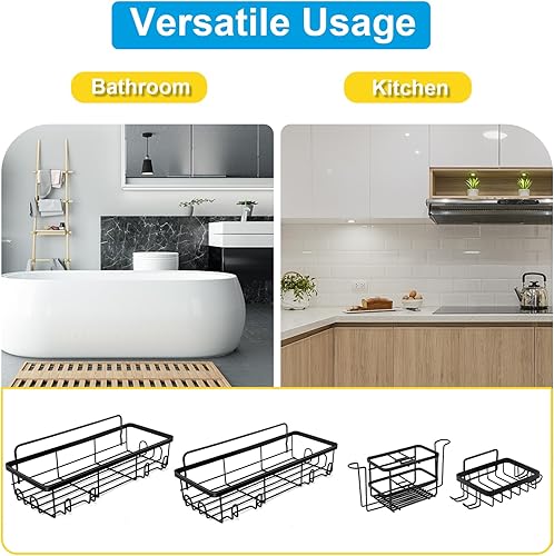 Miniatura 5 de Rivisotamy Paquete de 4 organizadores de ducha con 22 ganchos, organizadores de baño y artículos esenciales de almacenamiento, estantes de ducha con