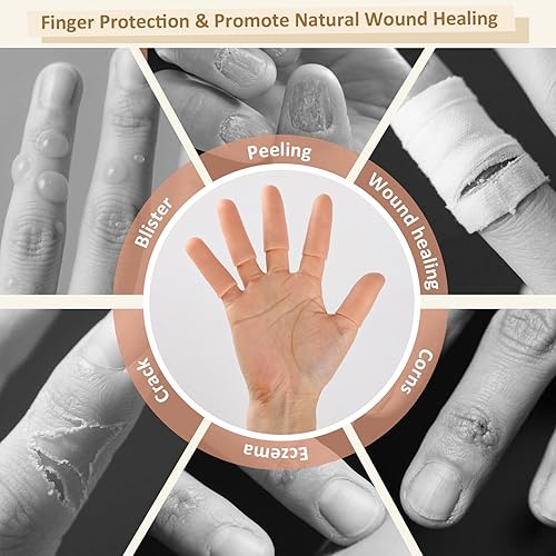 Miniatura 4 de 20 catres de gel para dedos protector de dedos de silicona para resbalones de grietas de piel seca cubiertas de dedos para dedo gatillo eccema de