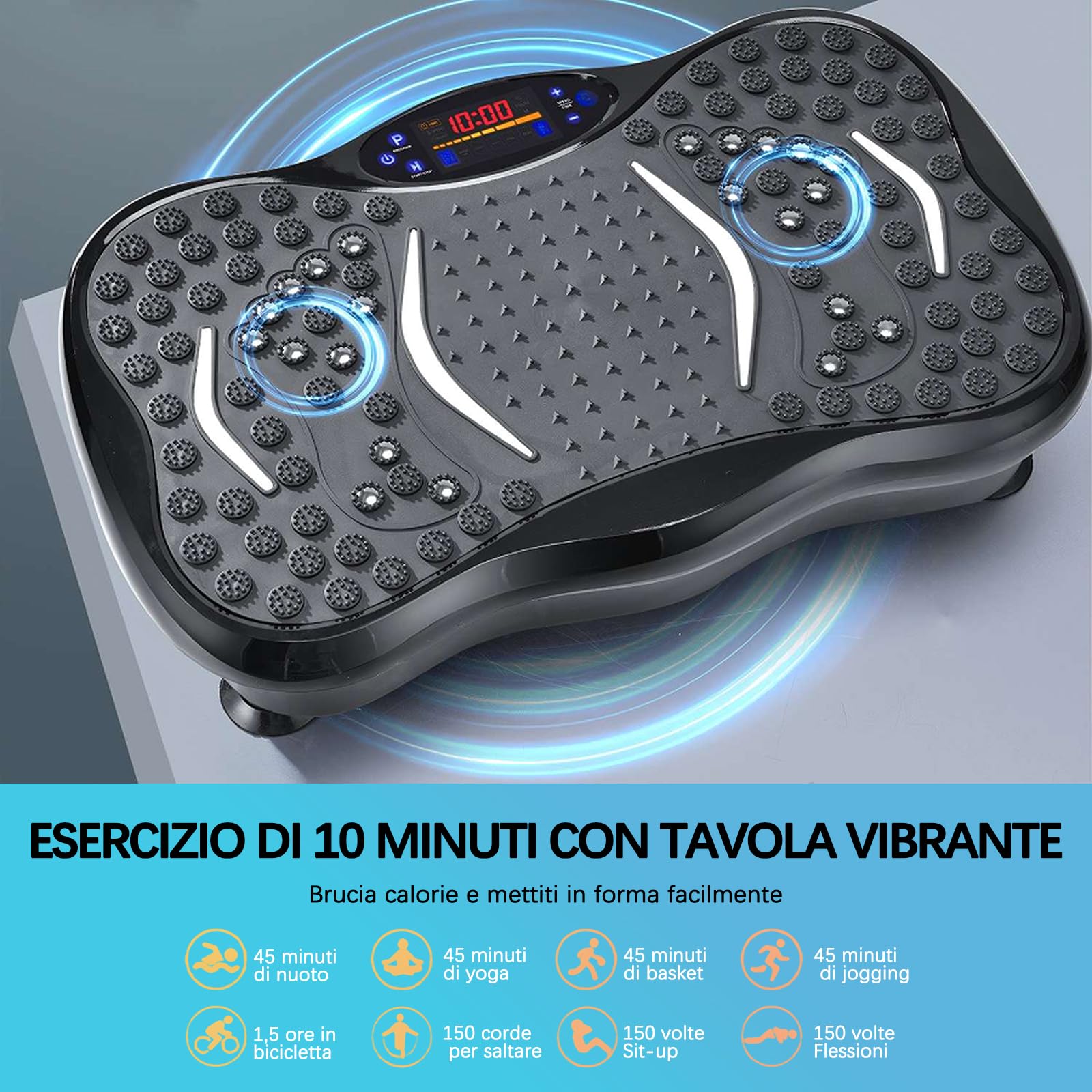 Pedana Vibrante Dimagrante,2025 Aggiornato Piattaforma Vibrante Per il Drenaggio Linfatico, Regolabile a 120 Velocità Con Capacità di 204 kg, Adatta Per Uomini e Donne Per Perdere Peso.