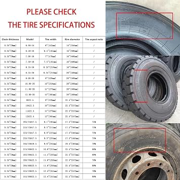 9mm Set of 2 Snow Tire Chains for Car SUV Pickup Trucks Van Trucks ATV Semi Trucks Light Truck Heavy Goods Vehicles 295/70R22.5 9mm 6.00-14