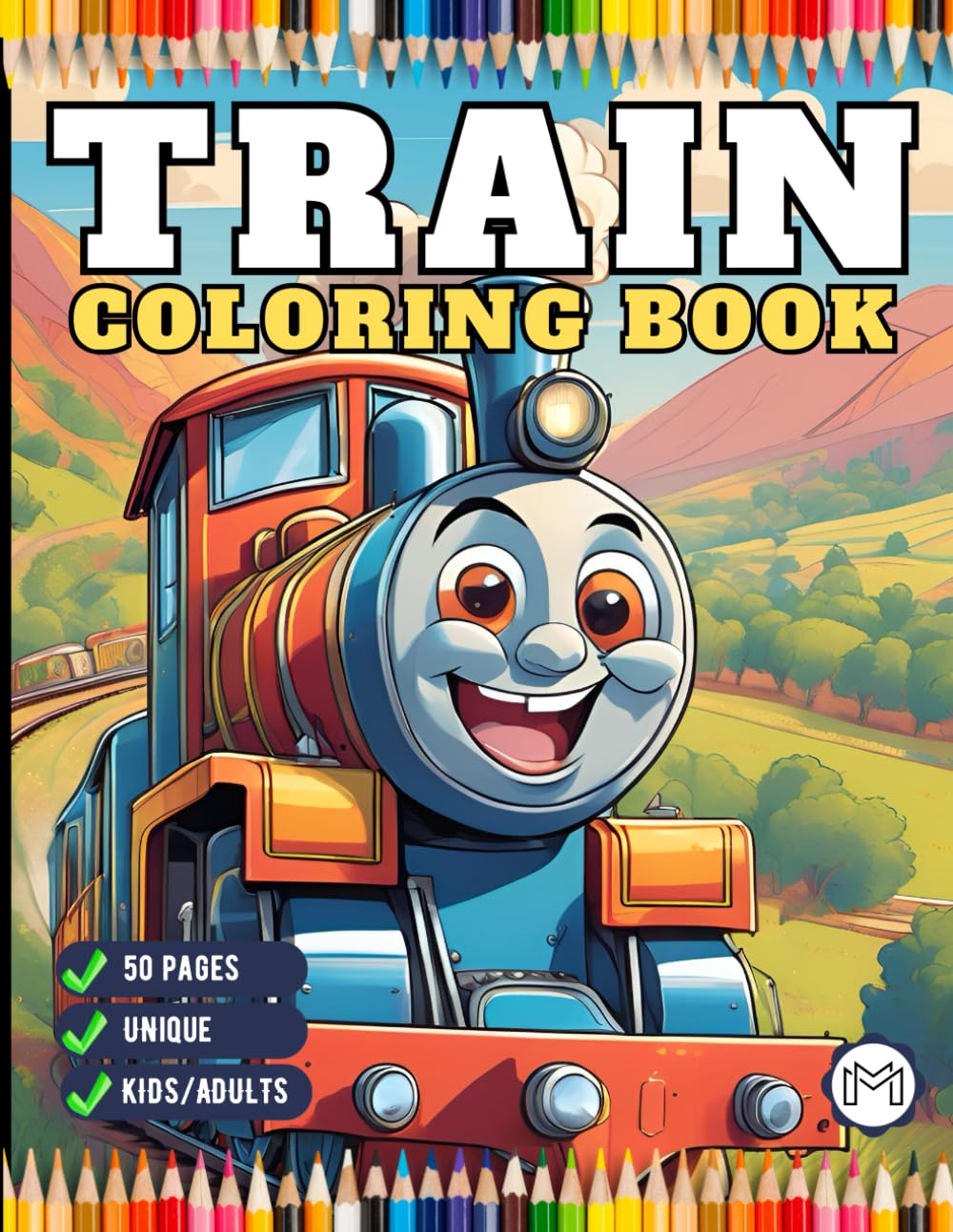 50 Pages Train Locomotive Enthusiasts Coloring Book Gift for Adults Kids Boys Girls Steam Engine Train Coloring Book Present for Relaxation Cute ... Activity Book for Men Women Teens Students