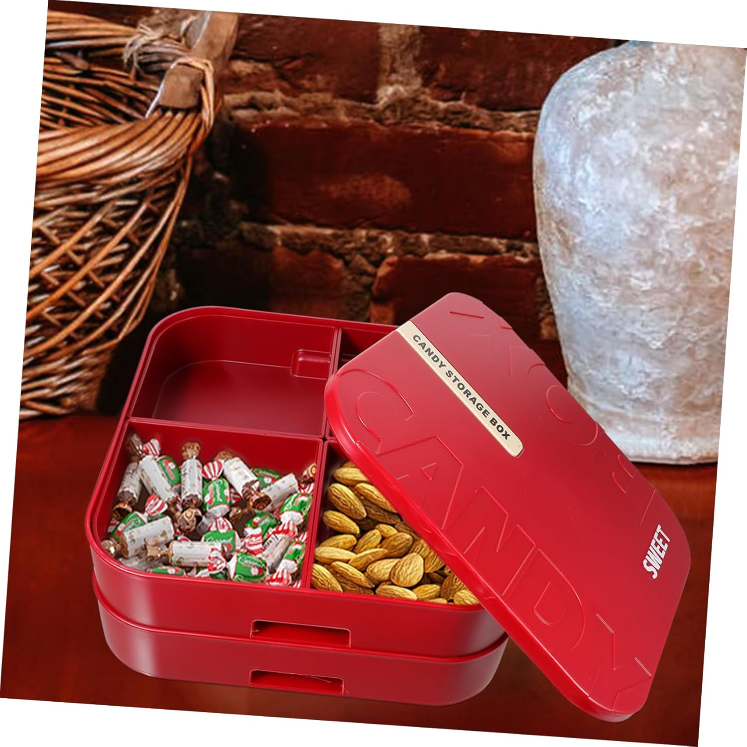 Multi Grids Snack Holder Dried Fruit Desktop Box Nuts Storage Case for Party