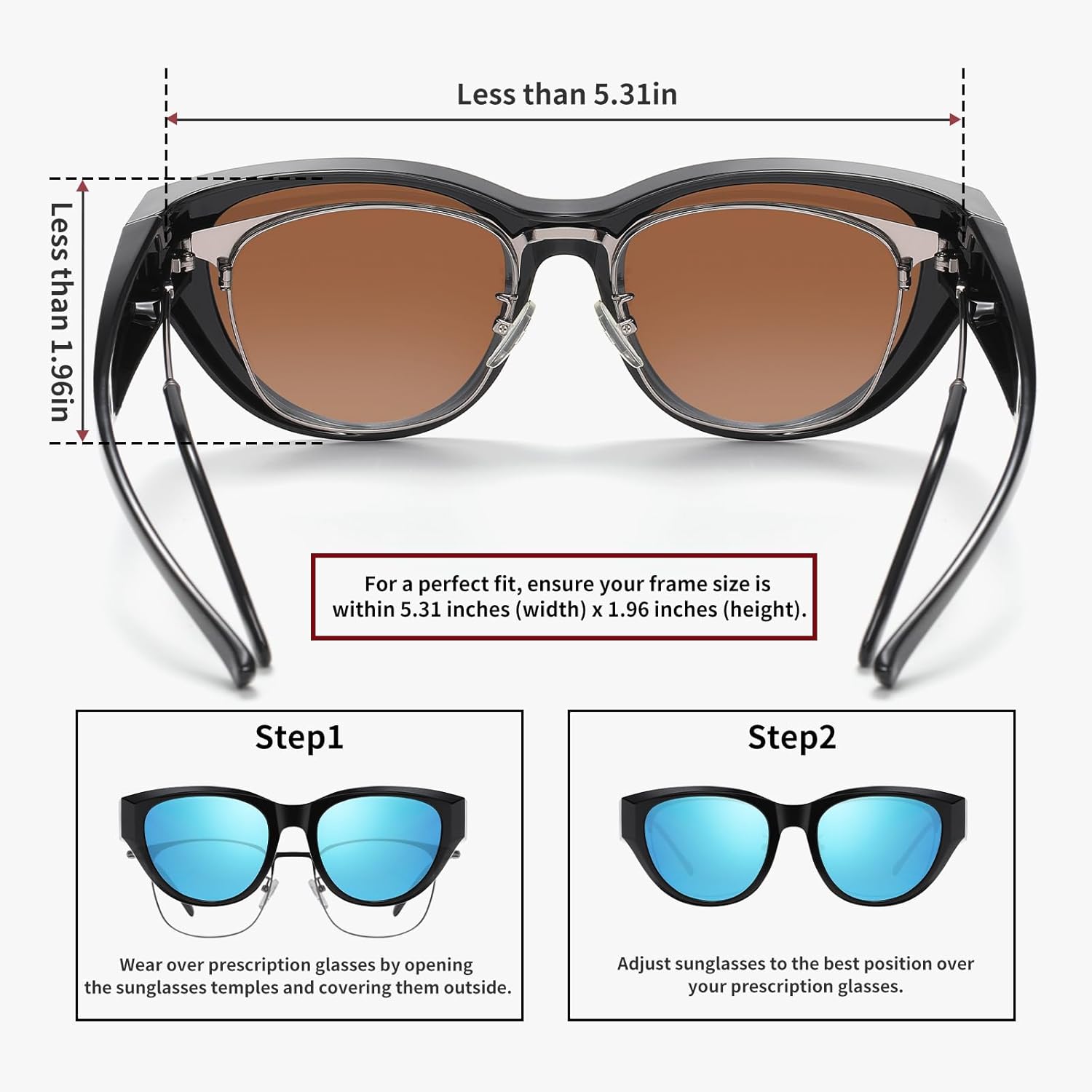 HAOLOTA Polarized Fit Over Sunglasses for Women UV Protection Trendy Small Wrap Around Overglasses for Driving - Image 4