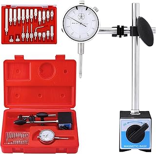 OZHOMY Dial Indicator with Magnetic Base 0-1.0" Tester Gage, Dial Test Indicator 0.001" Precision, Magnetic Dial Indicator Base Holder with Fine Adjustment, 22-Piece Indicator Points Set