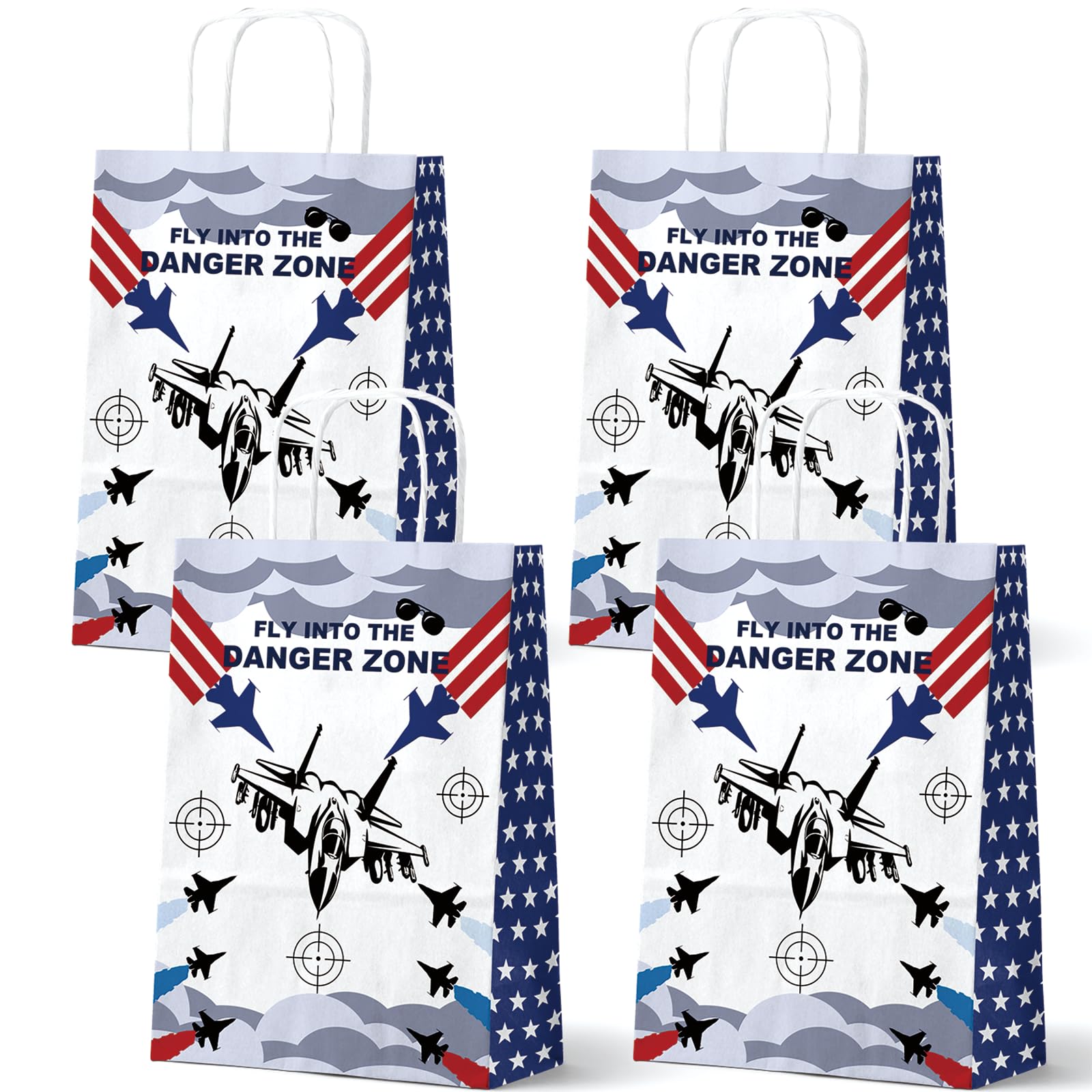 Outego 24 Pack Fighter Pilot Party Gift Bags, Jet Fighter Aviation Party Favor Bags for Kids Birthday, Military Airplane Theme Goodie Bags, Pilot Air Force Party Supplies