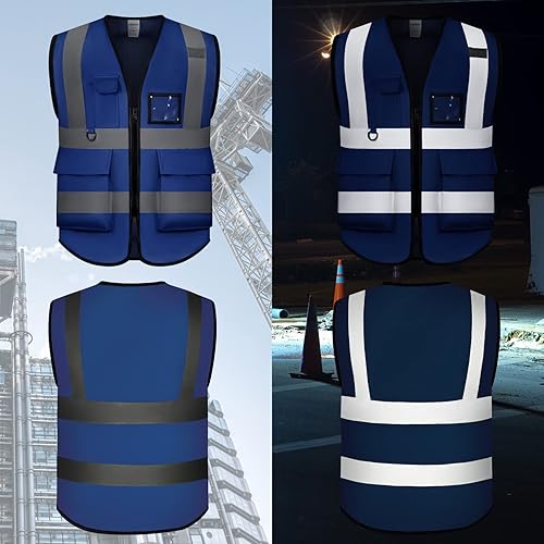 Miniatura 2 de UNATOM Chaleco de seguridad de alta visibilidad con tiras reflectantes cumple con el estándar ANSIISEA