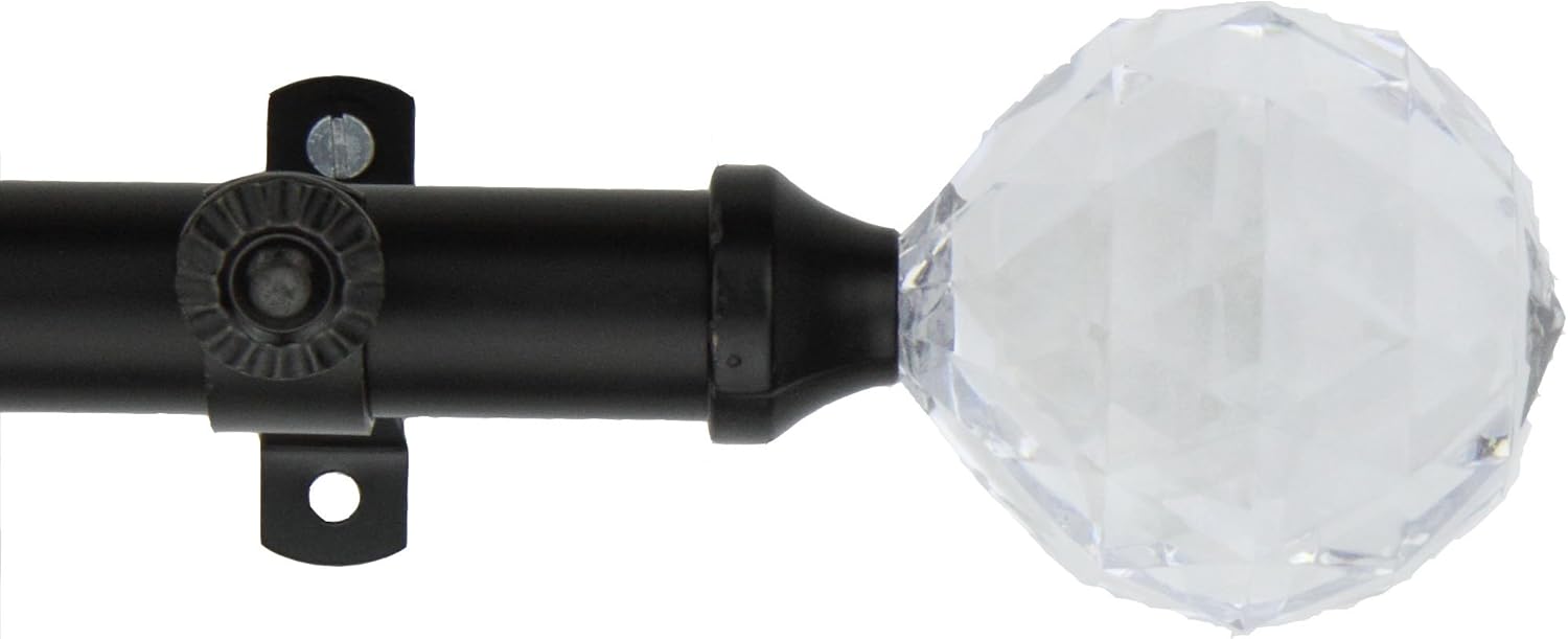 Modern Faceted Curtain Rod and Hardware Set Size: 66" - 120" W, Finish: Black