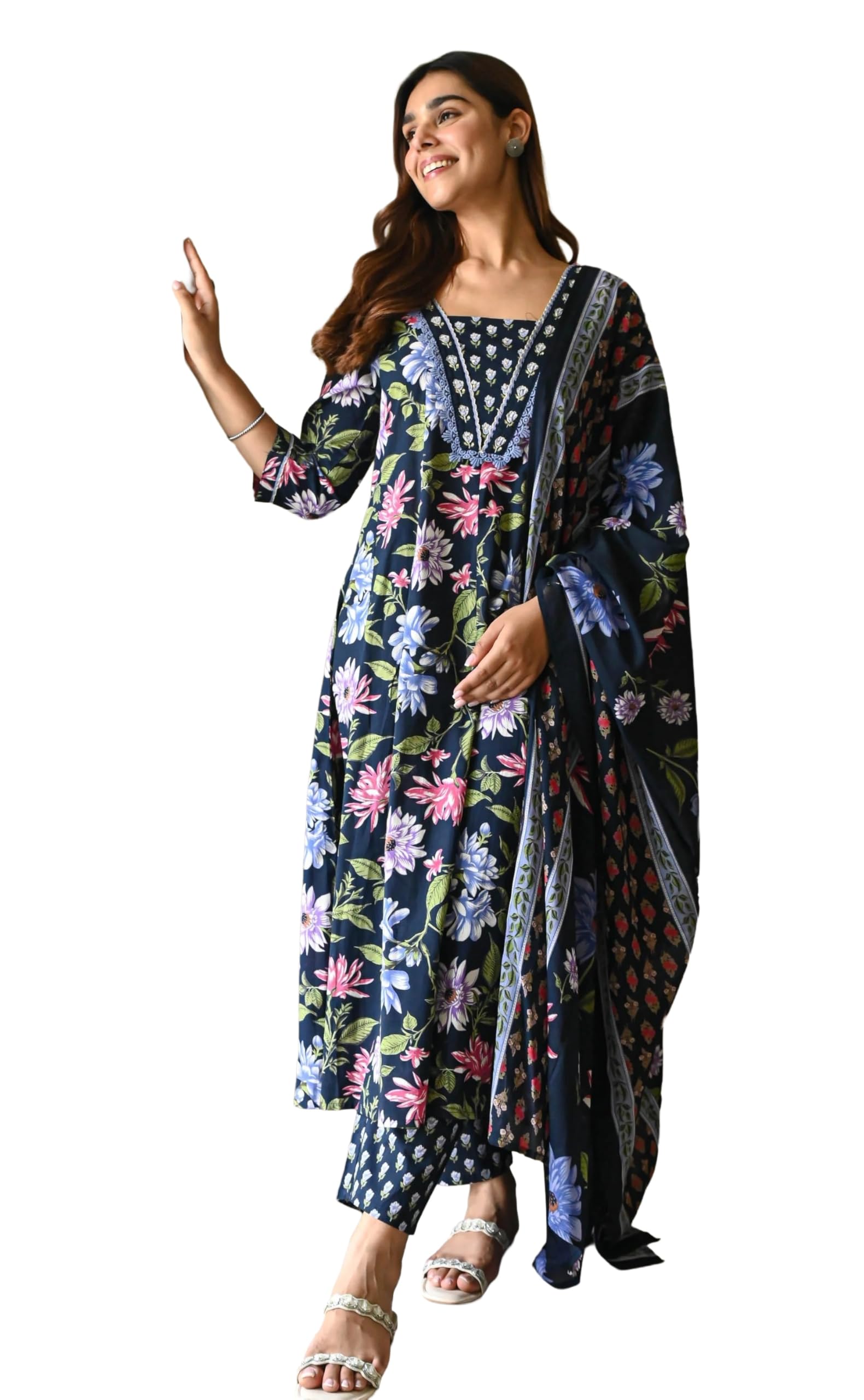 nermosa Women's Printed Straight Kurta and Pant with Dupatta Set-picture-42