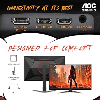 AOC CQ27G4H 27" Curved Gaming Monitor, QHD 2K 2560x1440, 1500R VA, 180Hz 0.5ms, AMD FreeSync Premium, Height Adjustable Stand, Xbox PS5 Switch Compatiable, 3-Year Zero-Bright-dot