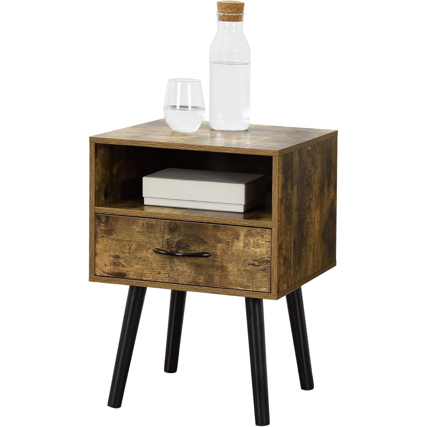 [en.casa] Beistelltisch Gävle 57 x 42 x 40 cm mit Schublade Nachttisch