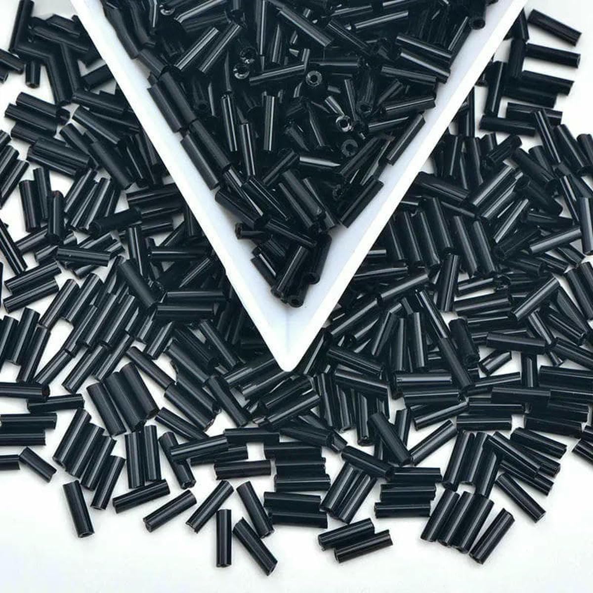 Zestaw do robienia bransoletek dla dorosłych, Koraliki szklane Bugle, przekładka, 20g 6mm czarny koralik do szycia Rhinestone luźne kamienie dla DIY ubrania tworzenia biżuterii(Black)