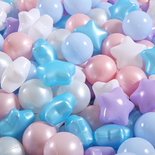 Miniatura 9 de Juego de 100 pelotas para hoguera, juego de estrellas y redondas, sin BPA, sin ftalatos, no tóxicas, a prueba de aplastamiento, bolas de plástico