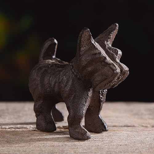 Miniatura 3 de BRASSTAR Estatua de perro Schnauzer de hierro fundido de 3 pulgadas para jardín, hogar, oficina, escritorio, decoración, pisapapeles, colección,