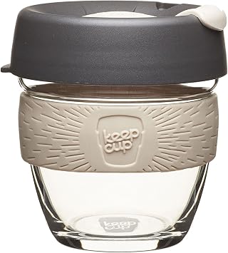 KeepCup 8oz Reusable Coffee Cup. Toughened Glass Cup & Non-Slip Silicone Band. 8 oz/Small, Chai