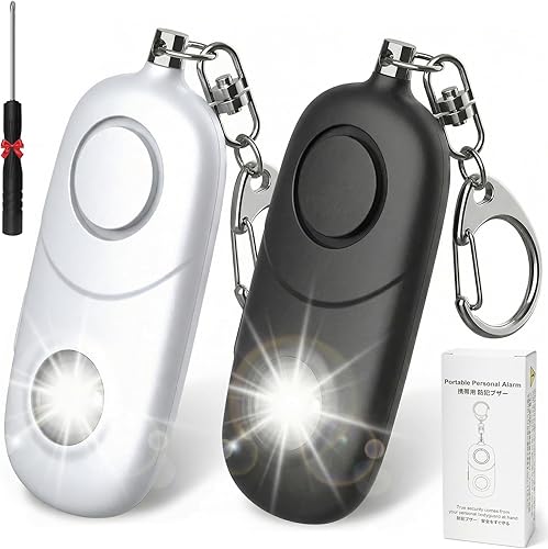 Miniatura 10 de Alarma personal para mujeres, llavero de alarma: Qoosea 4 unidades de llavero de emergencia de 135 dB sirena con luz estroboscópica para mujeres,