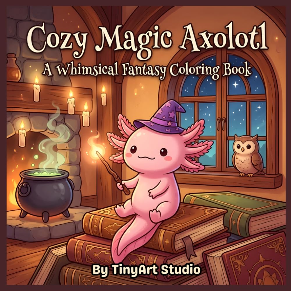 Cozy Magical Axolotl Coloring Book: Relaxing Witchy Axolotls, Enchanted Forests, Potion Rooms, and Cozy Magical Scenes for Stress Relief (Cute & Cozy Axolotl Friends Coloring Book)