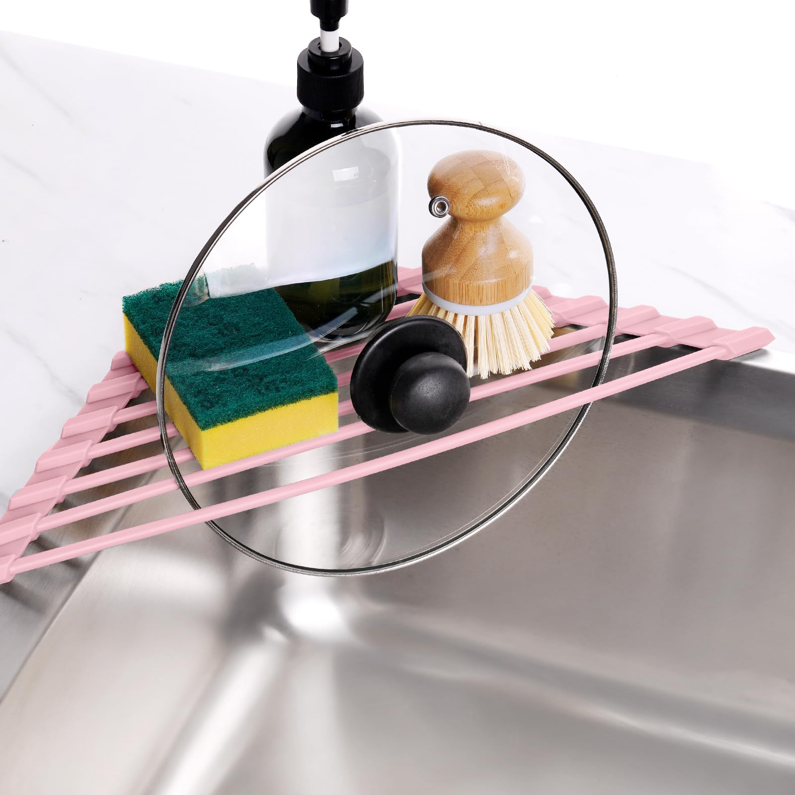Tomorotec, Compact Silicone Covered Triangle Dish Drainer, For Sink Corner - Image 4