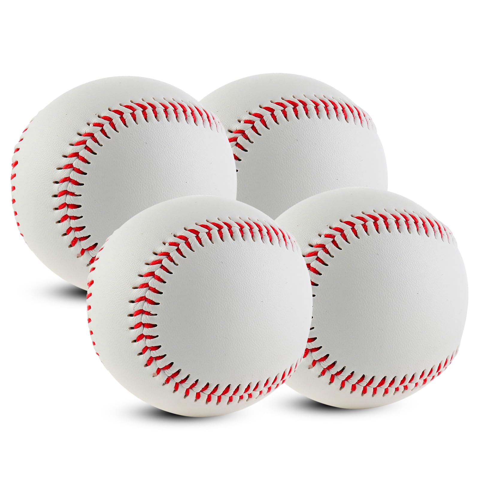 BYZESTY 4 Pezzi Palline da Baseball, Cucite a Mano, Morbide, 9 Pollici, PU, per Adulti e Ragazzi, Giochi da Baseball Professionali