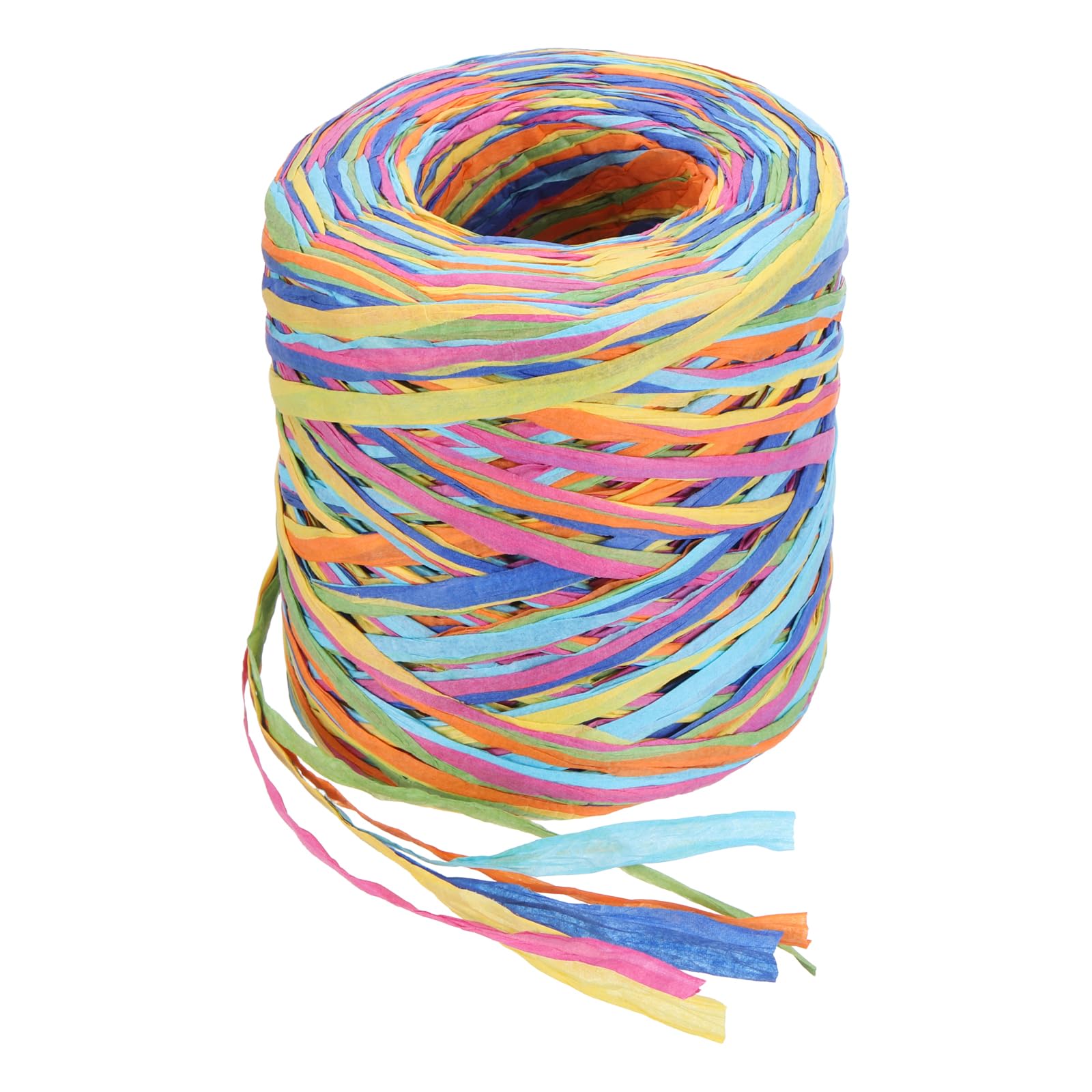 sourcing map Raffia Ribbon, 87 Yard Natural Raffia Paper String 5mm Wide Packing Paper Twine Rope for Gift Wrapping DIY Crafts Decoration, Yellow, Orange, Blue, Pink