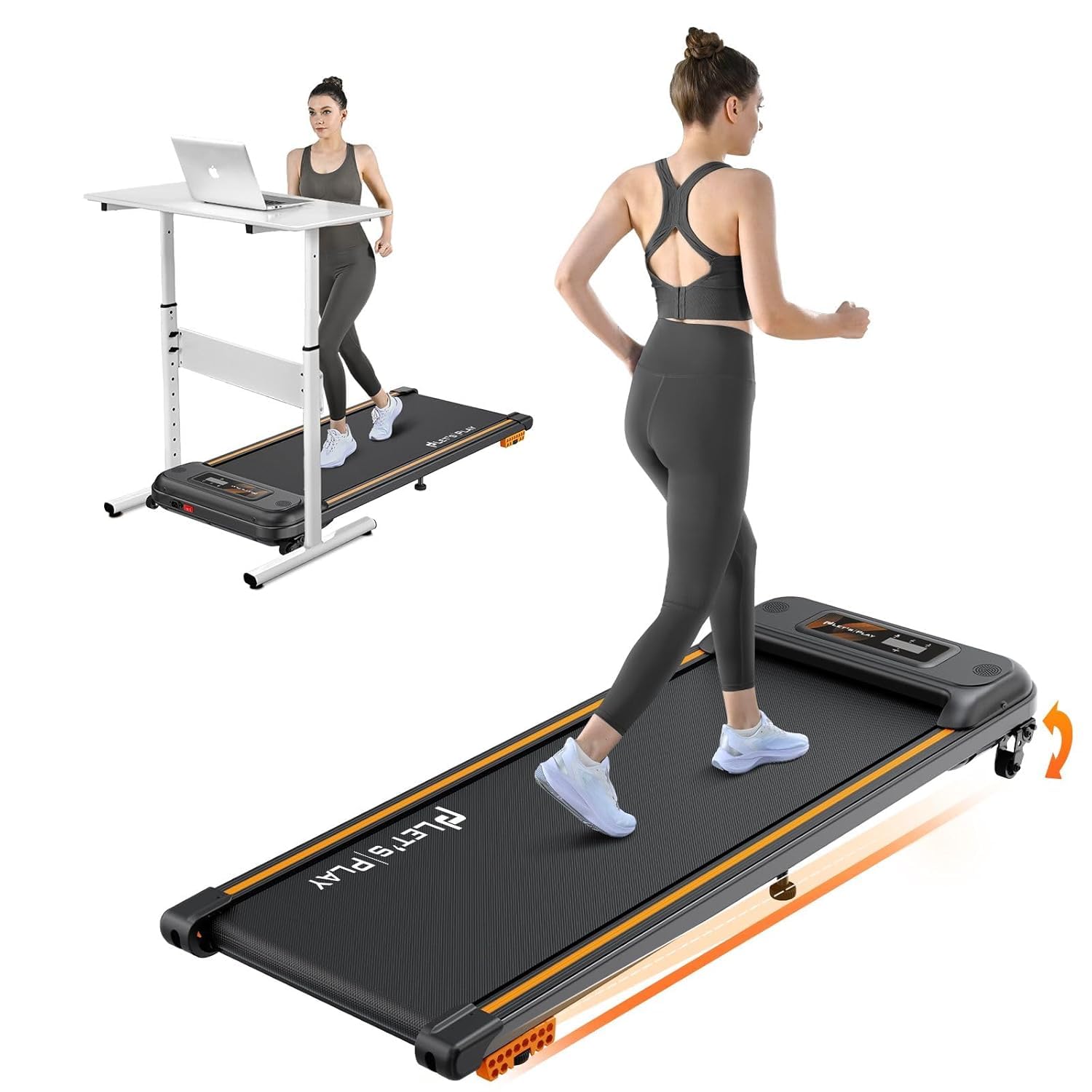 LET’S Play SWPAD 4HP Peak Walking Pad for Home Use | Under Desk Walking Pad Tredmill with Widest Running Surface, 8% Manual Incline,110KG Weight Capacity, BT Speaker, (No Assembly Required)