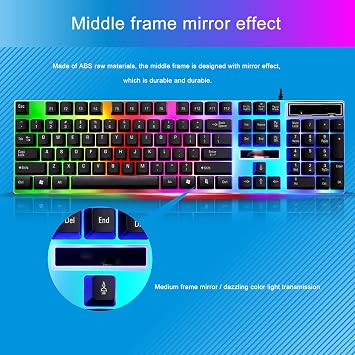 Gaming Keyboard and Mouse Wired 60 Percent Keyboard Light Up Keyboards | for Computer Laptop Portable Typewriter Backlit Keyboard Gaming Accessories Cool Stuff for Teenage Boys Men Women