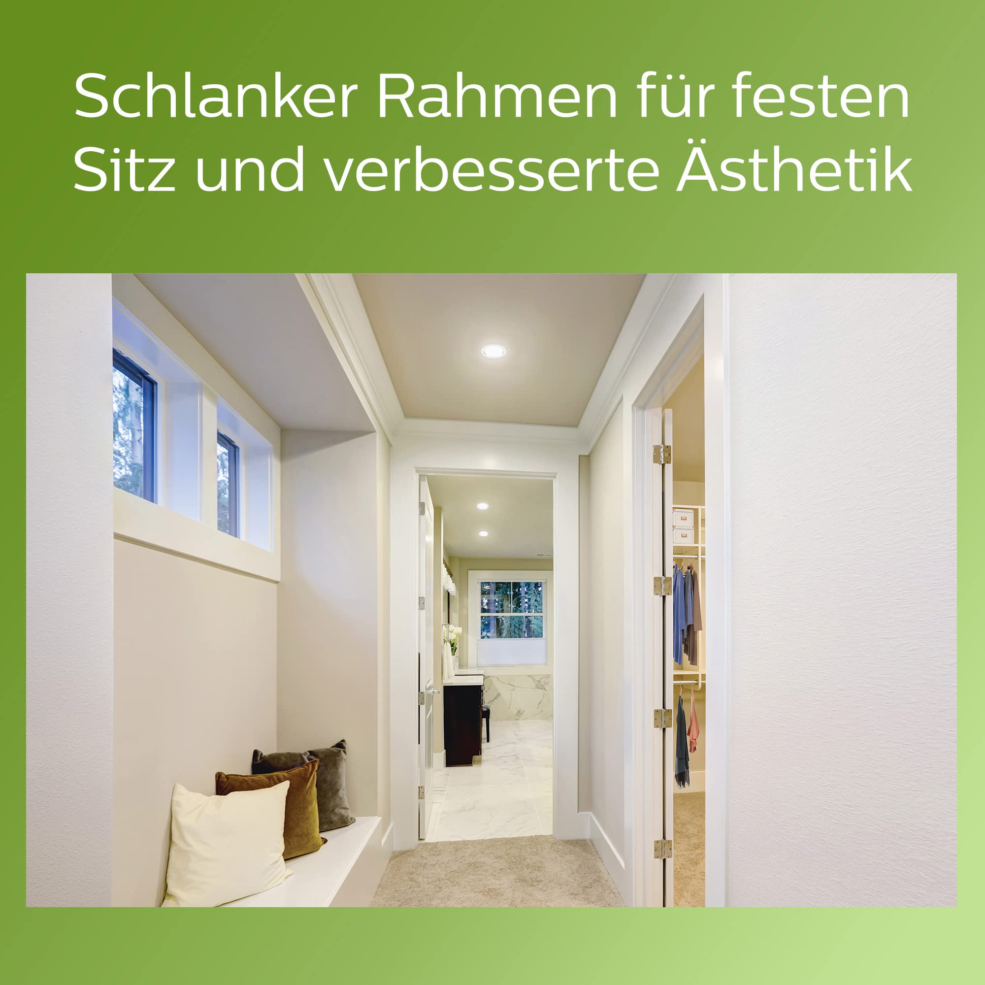 Philips ultraeffizienter Einbauspot (6,5 W), Downlight Deckenleuchte mit ø 150 mm & kaltweißem Licht, LED Beleuchtung mit Energieeffizienzklasse A, weiß