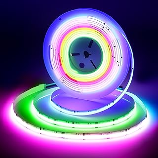 24V COB Ruban LED RGBIC, 5M COB RGB+IC bande 576LEDs/M Couleur Smart changement de couleur segmenté RGB LED Bande Lights Strip pour Armoire, Cuisine, Bricolage, Commercial éclairage