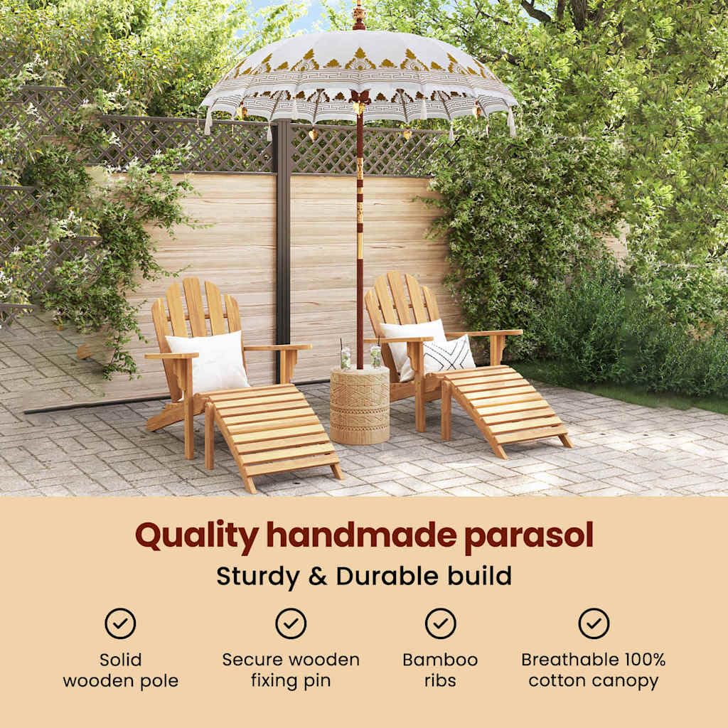 vidaXL Baliński Parasol z Bazą Kremowy 185 x 185 x 260 cm, Ogród i taras, balijski parasol, letnie cienie, dekoracyjna zasłona, tropikalna ochrona, na balkon