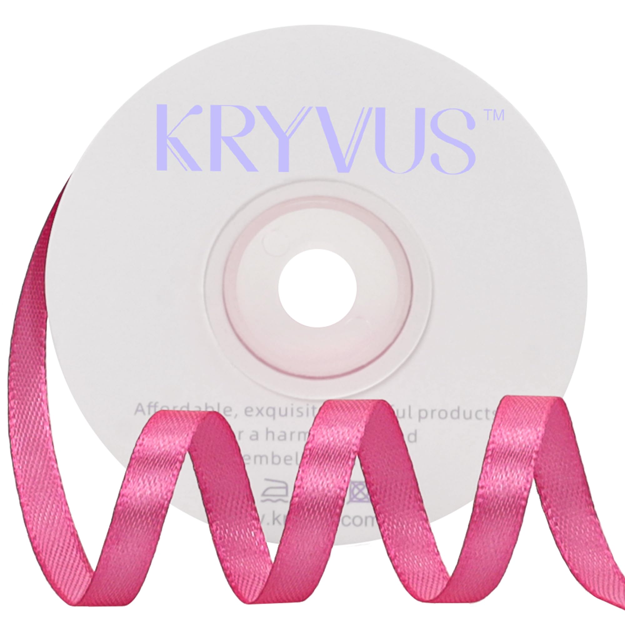 Kryvus Hot Pink Satin Ribbon, 6mm x 22M Single Face Hot Pink Ribbon