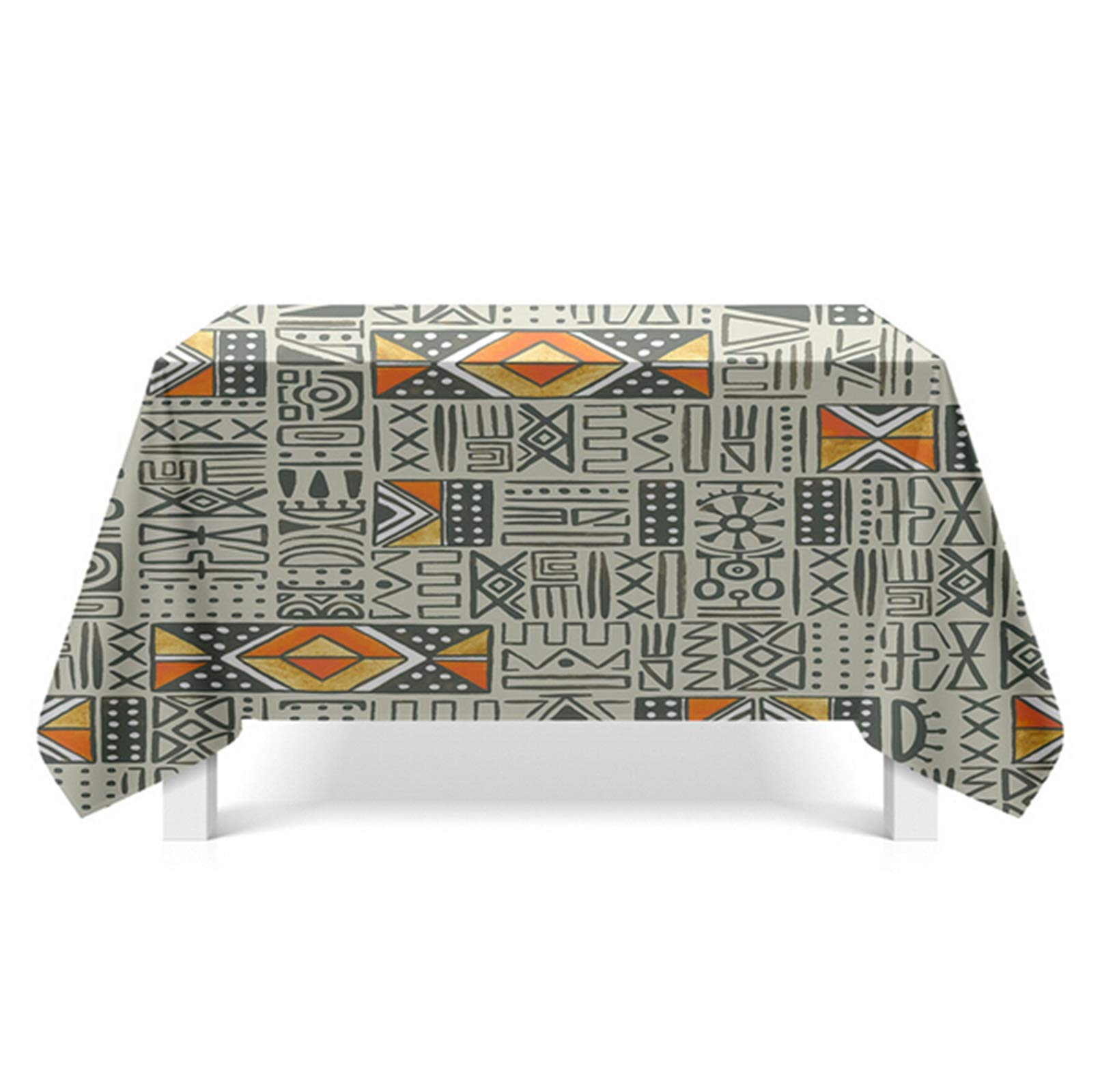 Daesar Obrus w stylu vintage, szary, geometryczny wzór, poliester, zmywalny, 140 x 180 cm