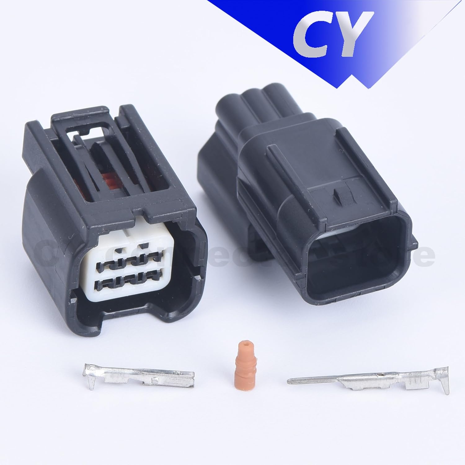 Black 6 pin 0.6 Female and Male Sealed Waterproof wiringcase Connector Socket car auto Connector Plug 7282-2764-30 7283-2764-30 - (Color Name: 5set)