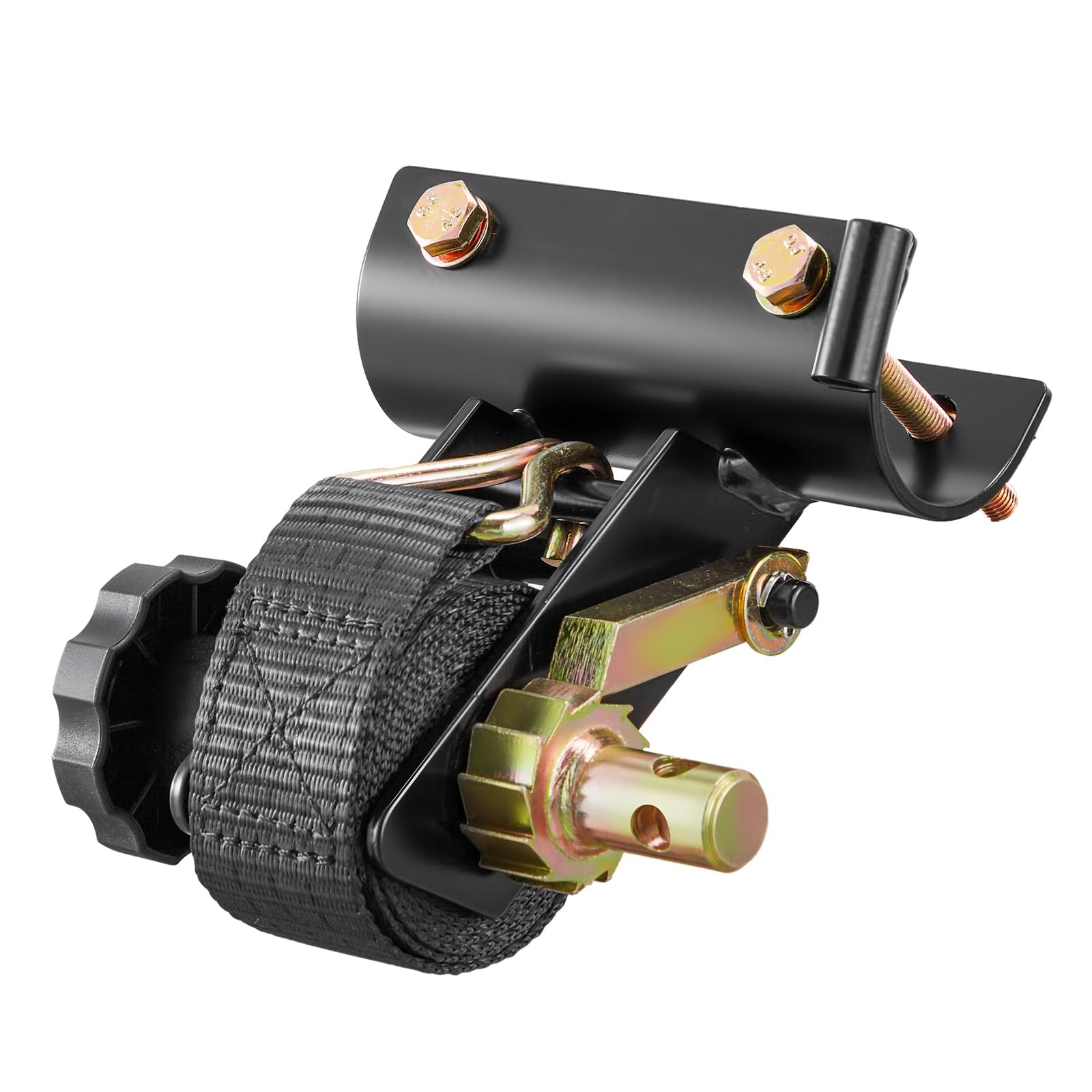 VEVOR Cinghie a Cricchetto per Retrattili Confezione da 4 Montaggio su Tubo Tondo Nero, Larghezza 38 mm x Lunghezza 2,25 m, Cinghie Nere per Fissaggio con Doppi Ganci a J, Carico 226,8 kg
