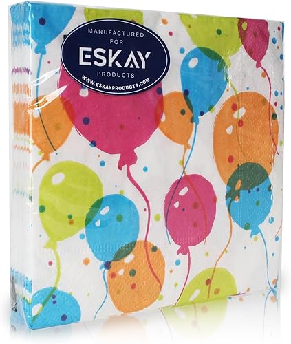 Miniatura 2 de Servilletas de globo para cócteles, aperitivos, bebidas de bar, cumpleaños y eventos de fiesta, 3 capas gruesas y absorbentes, (globo salpicado, 20