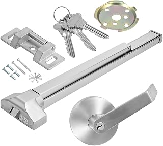 NCLTHS 304 Stainless Steel Panic Push Bar Exit Device with Exterior Lever Handle - UL10C Fire Rated, ANSI Grade 1 Certified