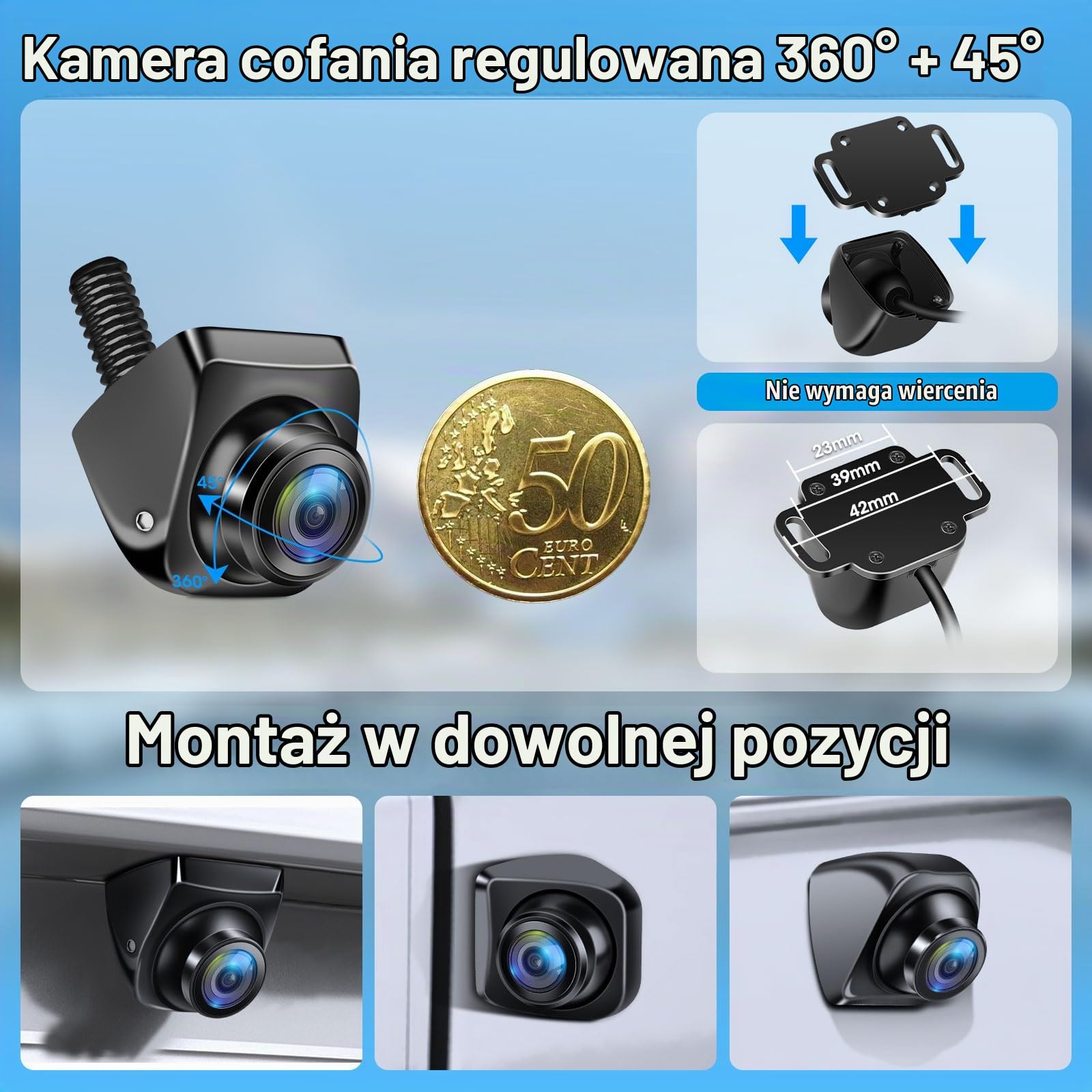 Vtopek Szerokokątna kamera cofania 180°