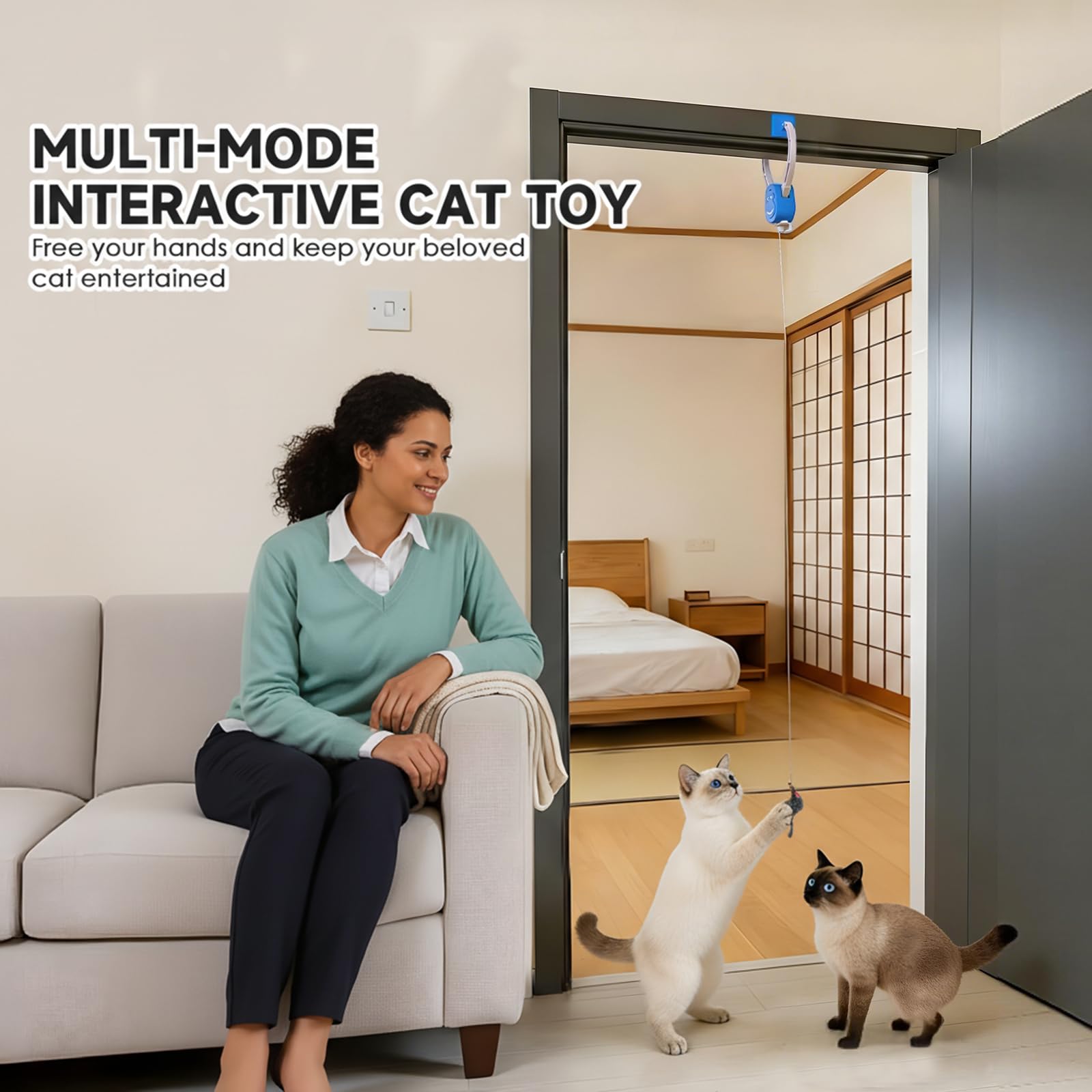 Juguete interactivo para gatos debajo de la puerta, giratorio automático de 360° con activación de movimiento, recargable por USB-C, silencioso, juguete para gatos y gatitos adultos aburridos