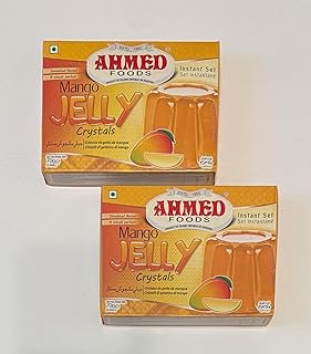 Ahmed Foods Mango Jelly Crystals, Instant Set Jello 70g (2 Packs) - Certified Halal