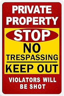 Aestalrcus No Trespassing Sign - Private Property Sign, Outdoor Anti-Rust Metal Signs, Weatherproof, Private Property Prot...