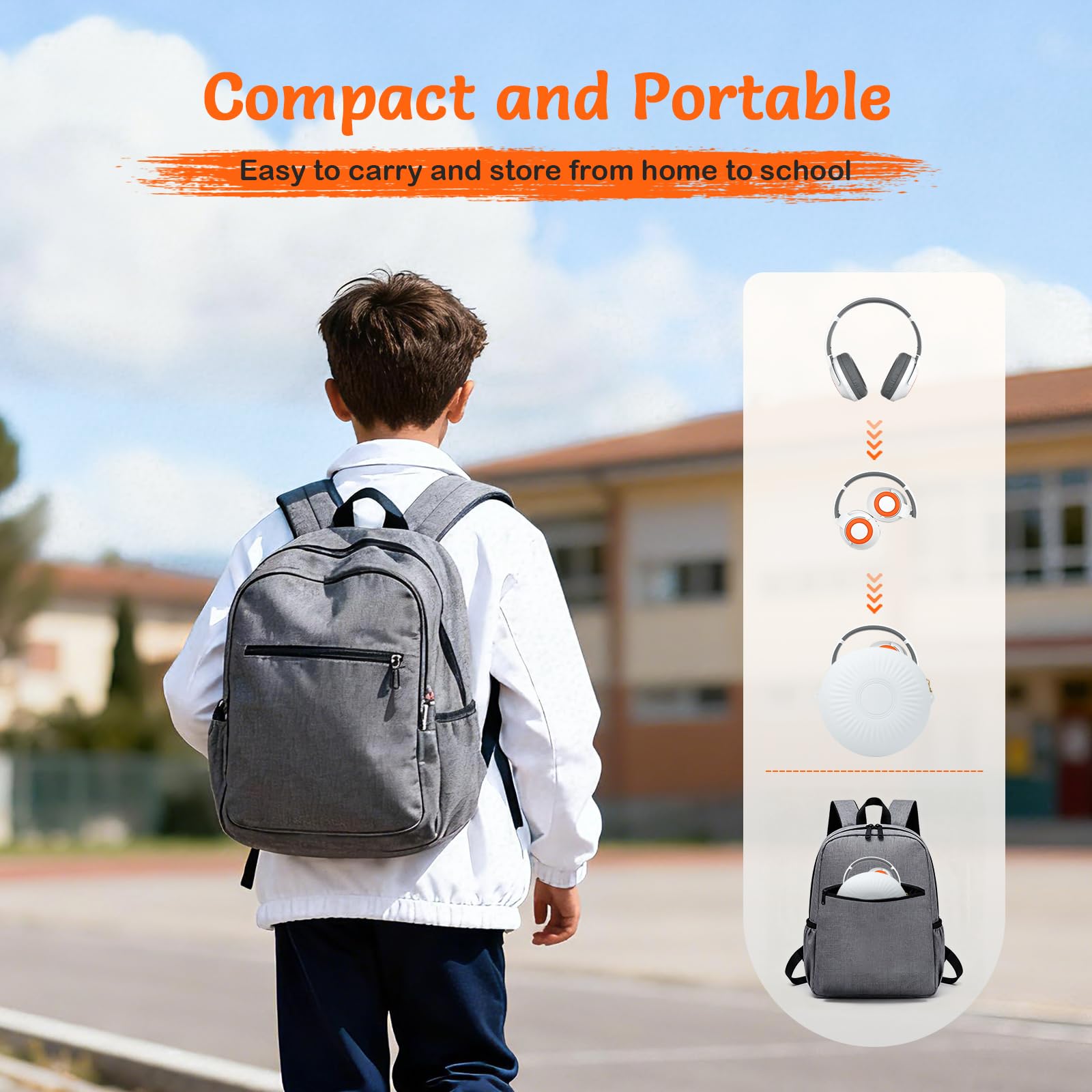 TONOSHARK Cuffie Wireless Bluetooth Bambini, Cuffie Antirumore Bambini Leggera, 60h Autonomia, Wireless Over-Ear Con Microfono, Pieghevoli, Custodia Inclusa, Per Scuola e Viaggi (Bianche)