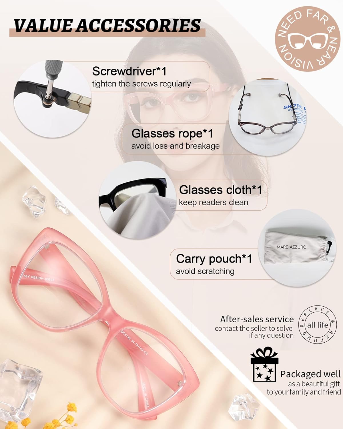 MARE AZZURO Large Bifocal Reading Glasses Women Blue Light Blocking Readers 1.0 1.25 1.5 1.75 2.0 2.25 2.5 2.75 3.0 3.5