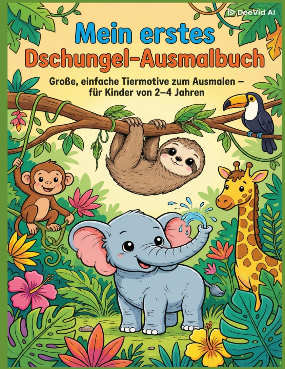Mein erstes Dschungel-Ausmalbuch: Große, einfache Tiermotive zum Ausmalen – für Kinder von 2–4 Jahren