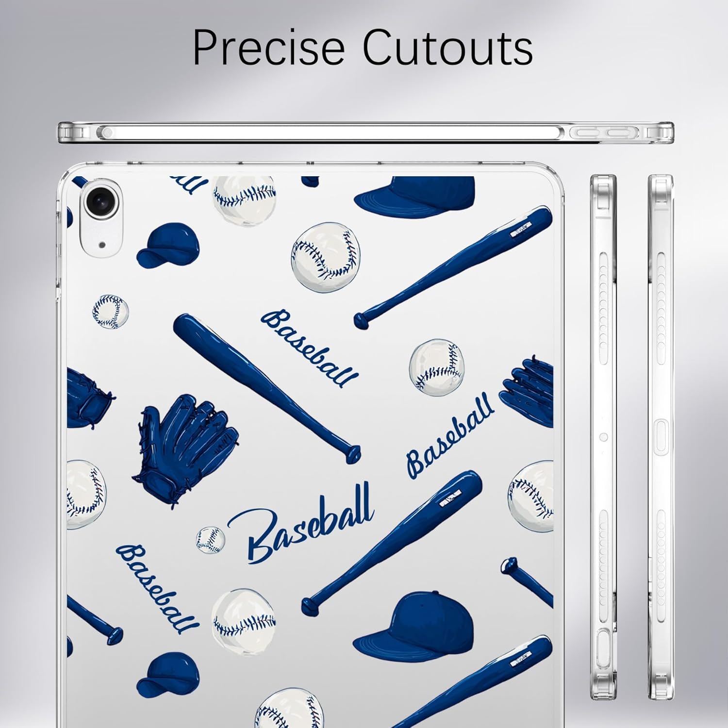 for iPad (A16) 11th Gen 2025 11"/10th Gen 2022 10.9",Cool Blue Baseball Crystal Clear Case,Slim Lightweight Anti-Scratch Soft TPU Bumper Hard Acrylic Back Cover for Girls Boys