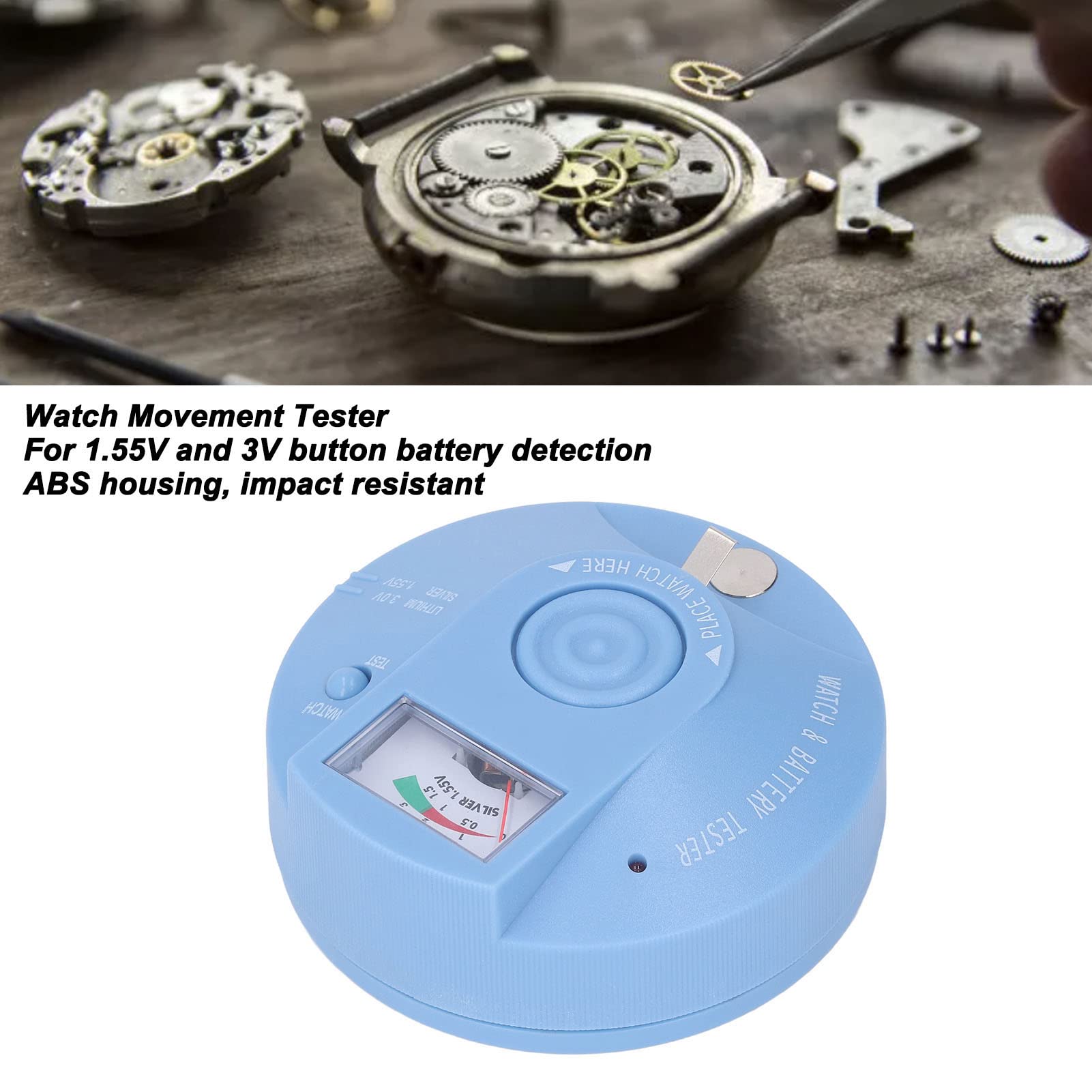 EMUKOEP Probador de Movimiento de Reloj, Herramienta de Reparación de Detección de Reloj Circular, Analizador de Energía de Batería de Botón