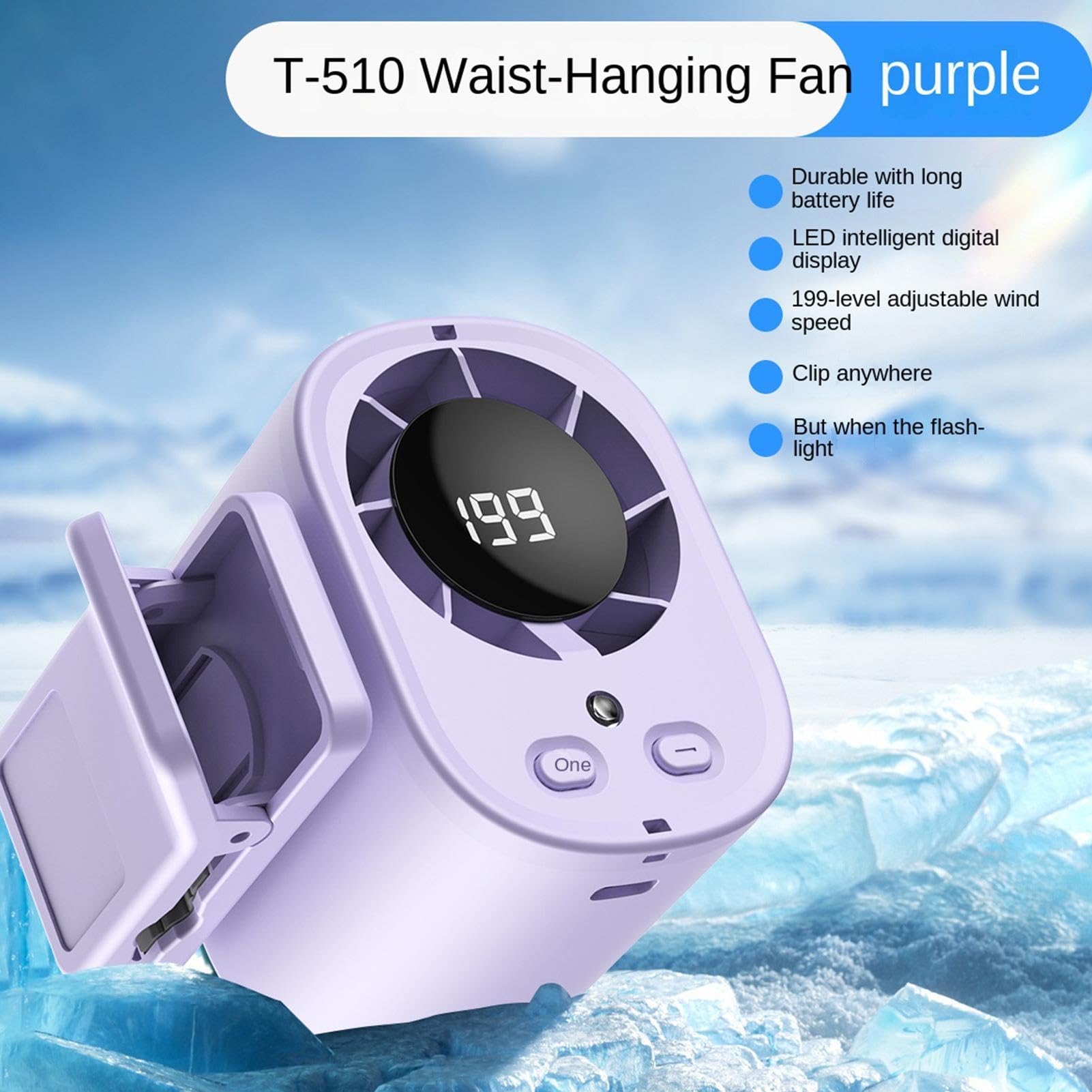 Ventilador portátil con clip de 199 velocidades, recargable, ventilador