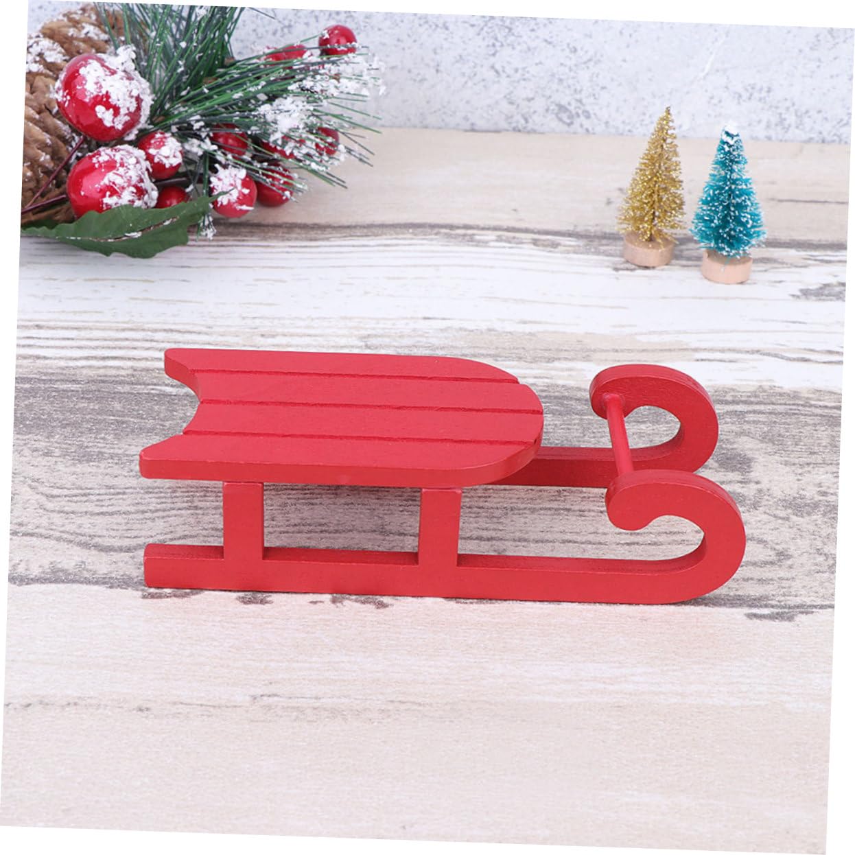 5 Juegos De Adornos Navideños De Trineo De Madera Blanca para Decoración De Escritorio Adornos Festivos para El Hogar 2 Unidades X 5