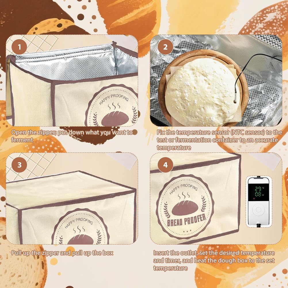 Boîte de fermentation de levure naturelle 30 l avec couvercle pliable avec minuterie, température réglable