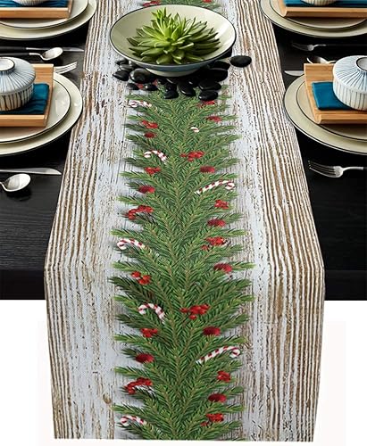 Camino de mesa con guirnalda de Navidad, algodón y lino, para decoración de Navidad, bufanda larga de 36 pulgadas para el invierno, para vacaciones, disponible en Yaxa El Salvador