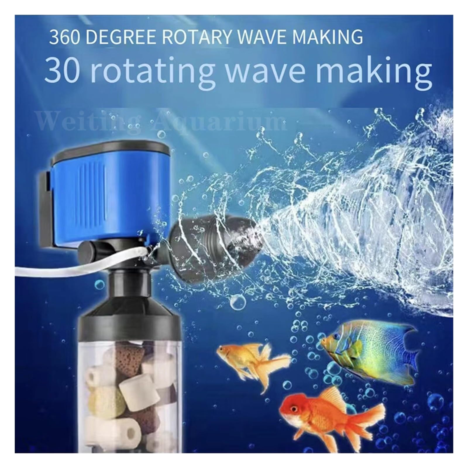 Pompa Filtro Piscina, 15W/25W/35W 6 in 1 Pompa Filtro WC for Pesci, Pompa a Bassa aspirazione Pompa Acqua Pompa Acquario Pompa Acqua Ossigeno Accessori Acquario(45W)